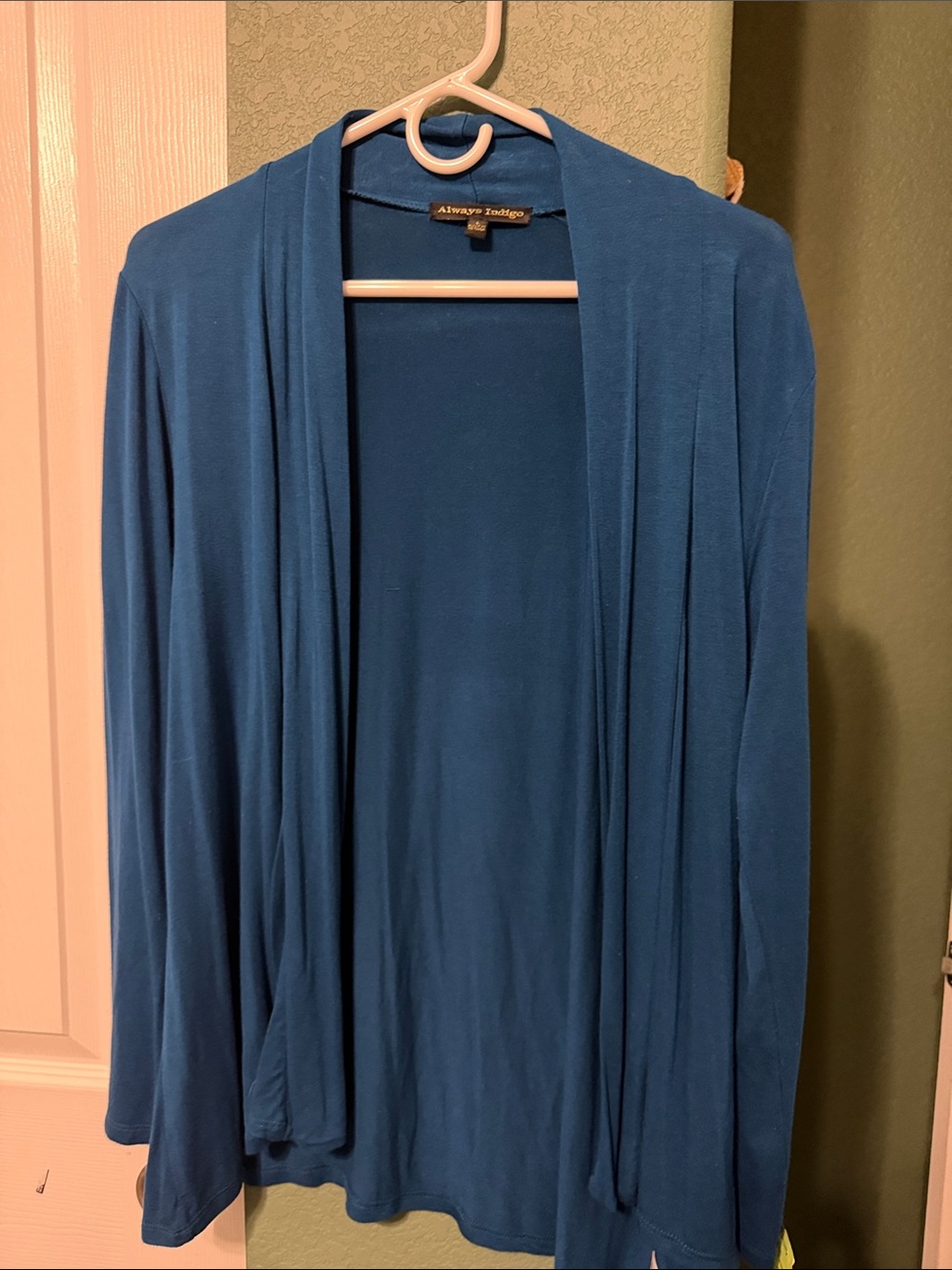 Always Indigo Women's Open-Front Cardigan in Teal Blue